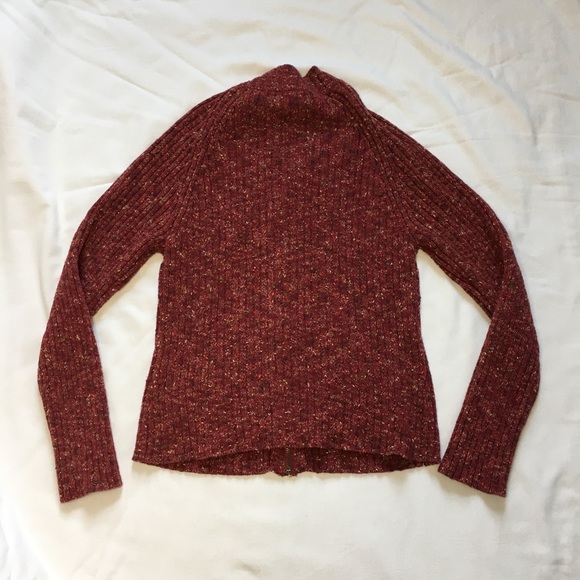 Y2K Liz Claiborne Speckled Rib Knit Zip Up Cardigan, L - Picture 6 of 8